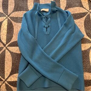 Everlane Blue Lace-Up Alpaca Sweater